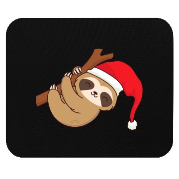 Discover Sloth with Christmas hat hangs chilling on branch Mouse Pads