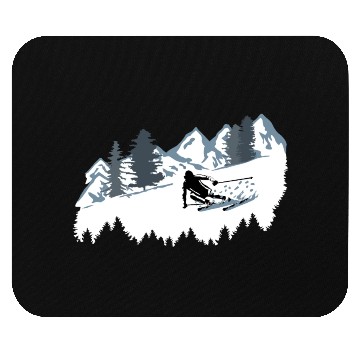 Discover Skier and Mountains, Skiing Mouse Pads