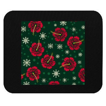Discover Tropical Floral Hibiscus Snowflakes Christmas Mouse Pads