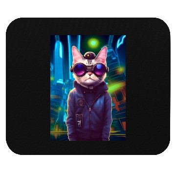 Discover Techno Cat In Japan Neon City Mouse Pads