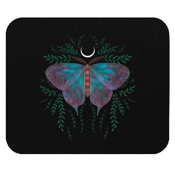 Discover Black Green Illustration Night Butterfly Mouse Pads