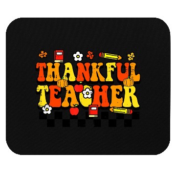 Discover Thankful Teacher Retro Groovy Thanksgiving Fall Mouse Pads