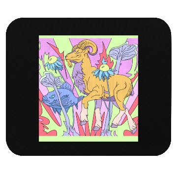 Discover A goat and a fish in a fantasy garden Mouse Pads
