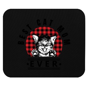 Discover Best Cat Mom Ever Buffalo Plaid Check Mouse Pads