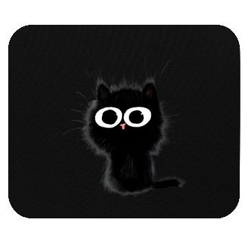 Discover Surprised black cat Mouse Pads