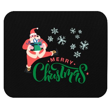 Discover Merry Christmas in Green Font and Pink Santa Mouse Pads