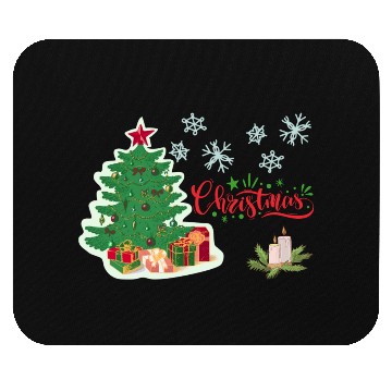 Discover Merry Christmas Tree and Candles Mouse Pads