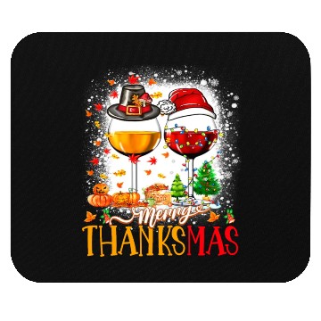 Discover Merry Thanksmas Santa Hat Thanksgiving Christmas Mouse Pads