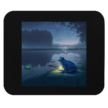 Discover Blue Frog and Firefly on a pond at Night Mouse Pads