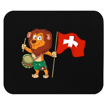 Discover Lion with the Switzerland flag Mouse Pads