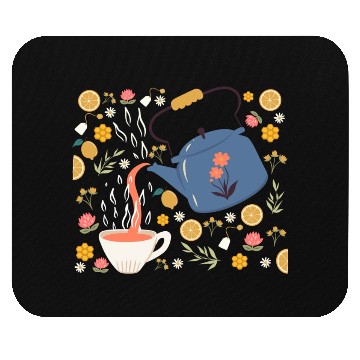 Discover Teapot Design Flower Tea Lover Mouse Pads