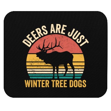 Discover Funny Deer Are Just Winter Tree Dogs Retro Mouse Pads
