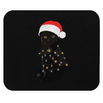 Discover Black Cat Christmas Light Funny Cat Lover Mouse Pads