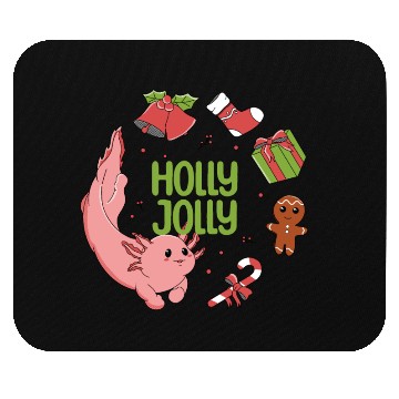 Discover Holly Jolly Axolotl Mouse Pads