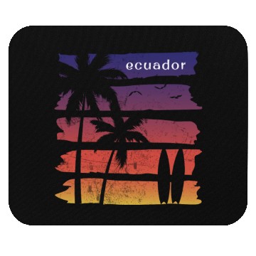 Discover Cool Ecuador Surfing Fan Beach Palm Tree Mouse Pads