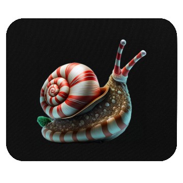 Discover Candy Cane Christmas Snail in Red and white stripe Mouse Pads
