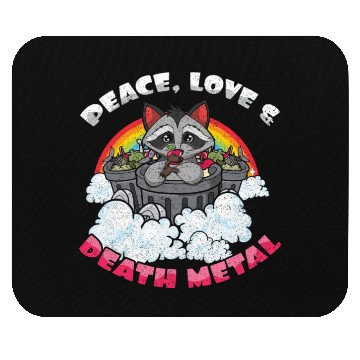 Discover Racoon Love Peace Metal Music Heavy Rock Mouse Pads