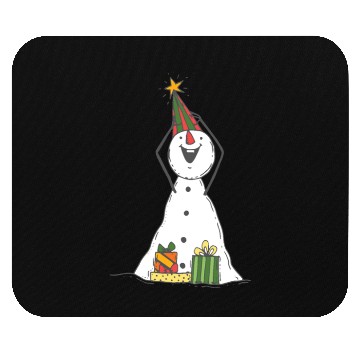 Discover funny snowman with mustache and carrot Mouse Pads