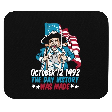 Discover Columbus Day 1492 Us Flag Mouse Pads