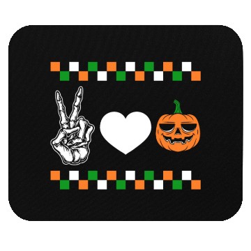 Discover Halloween Mouse Pads, Peace Love Pumpkin Skeleton Hand