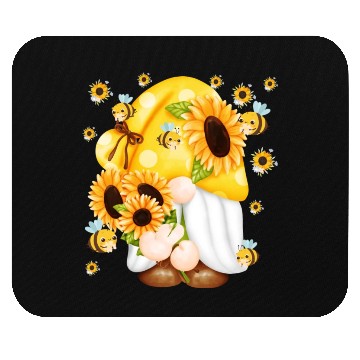 Discover Sunflower Gnome With Bee Mouse Pads