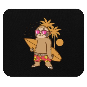 Discover Sloth on the Beach with Surfboard lazy Mouse Pads