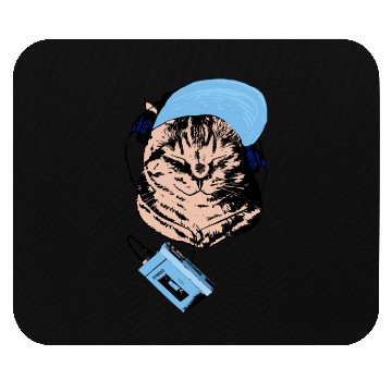 Discover Orange cat listening to Walkman Mouse Pads