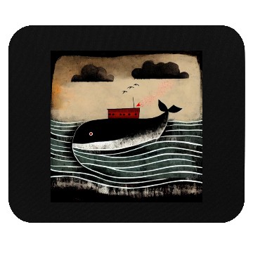 Discover Whale and a ship Mouse Pads