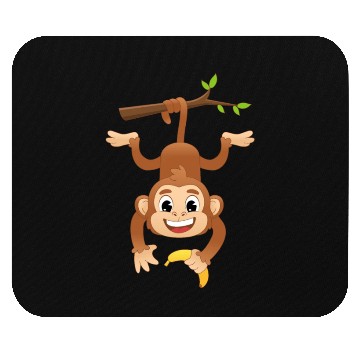 Discover Monkey Holding Banana On Tree Primate Gorilla ape Mouse Pads