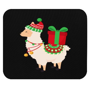 Discover Lama with Christmas present Mouse Pads