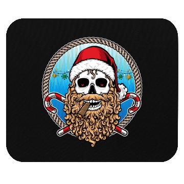 Discover skull santa hat candy cane crew Mouse Pads