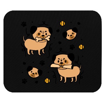 Discover Cute Adorable Pug and Dog Paw Pattern Mouse Pads
