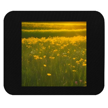 Discover Lovely Yellow Flowers and Green Grass Mouse Pads