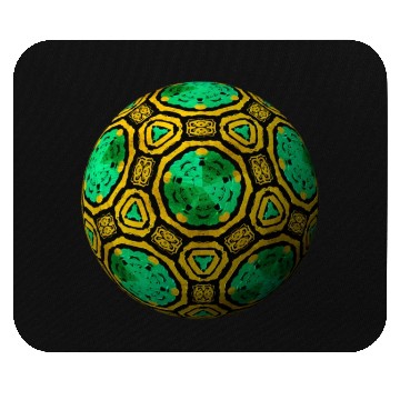 Discover Green 3D Sphere with Gold Symmetric Shapes Mouse Pads