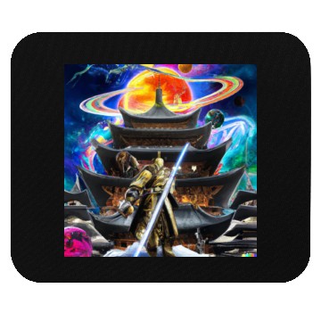 Discover Painting of a warrior fighting in an alien world. Mouse Pads