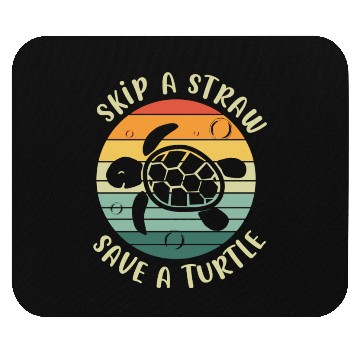 Discover Skip A Straw Save A Turtle Retro Sunset Sea Turtle Mouse Pads