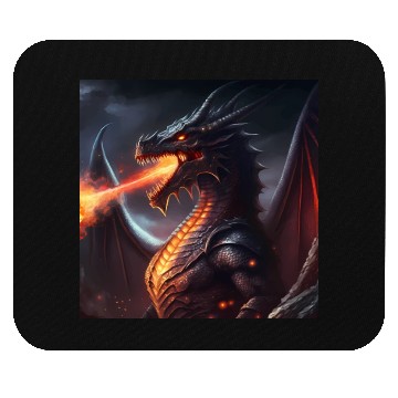 Discover Dark Fantasy fire breathing dragon version 2 Mouse Pads