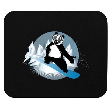 Discover cool panda bear is snowboarding in the mountains Mouse Pads