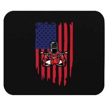 Discover welder usa flag Mouse Pads