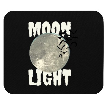 Discover Dark Green Illustrated Moon Light Bat Mouse Pads