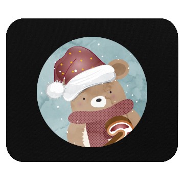 Discover cute bear for christmas with christmas hat Mouse Pads