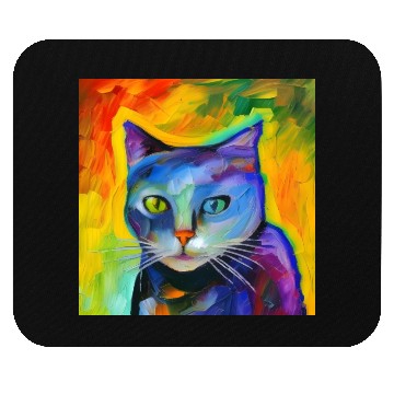 Discover Fantasy portrait of a cat Mouse Pads