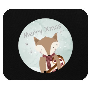 Discover cute fox for Christmas with candy cane Mouse Pads