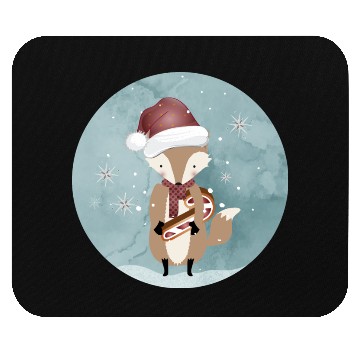 Discover cute fox for Christmas with candy cane Mouse Pads