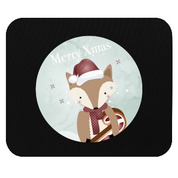Discover cute fox for Christmas with candy cane Mouse Pads