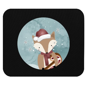 Discover cute fox for Christmas with Santa hat Mouse Pads