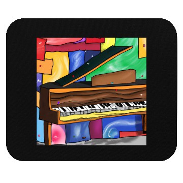 Discover A beautiful piano in front of a colorful art Mouse Pads