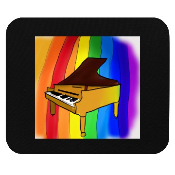 Discover piano in front of a colorful rainbow Mouse Pads