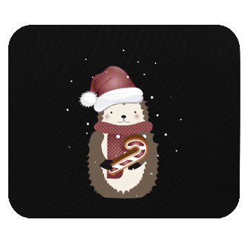 Discover cute hedgehog for christmas with candy cane Mouse Pads