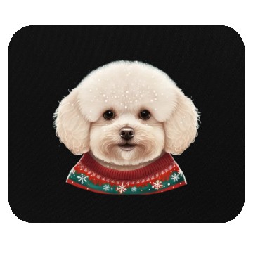 Discover Festive Bichon Frise in a Christmas Sweater Mouse Pads